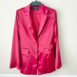 Akira Red Satin Split Sleeve One Button Blazer Jacket
